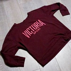 VICTORIA'S SECRET SPORT Maroon & Pink Crew Neck Sweatshirt Super Soft!